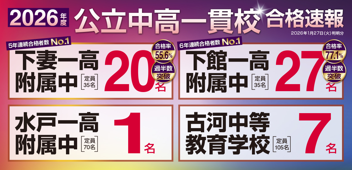 公立中高一貫校 合格速報